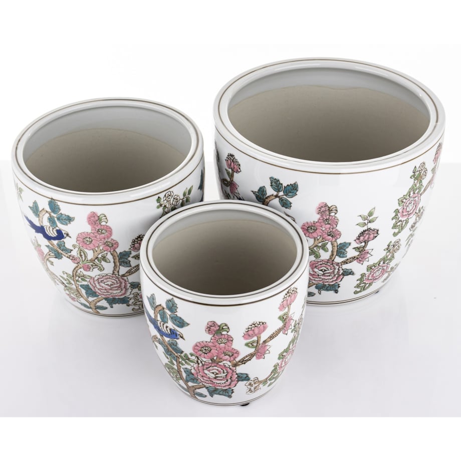 Osłonka 3 szt. ceramiczna w kwiaty 20,5x25 i 19x20 VASI DI FIORI