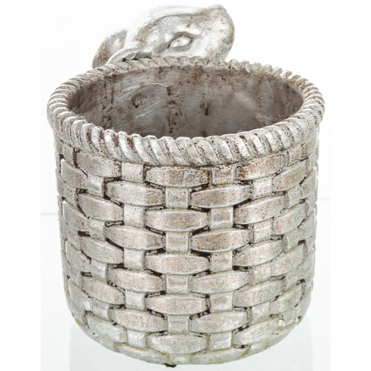 Osłonka na doniczkę - 17x24x16 cm królik i jego srebrny koszyk