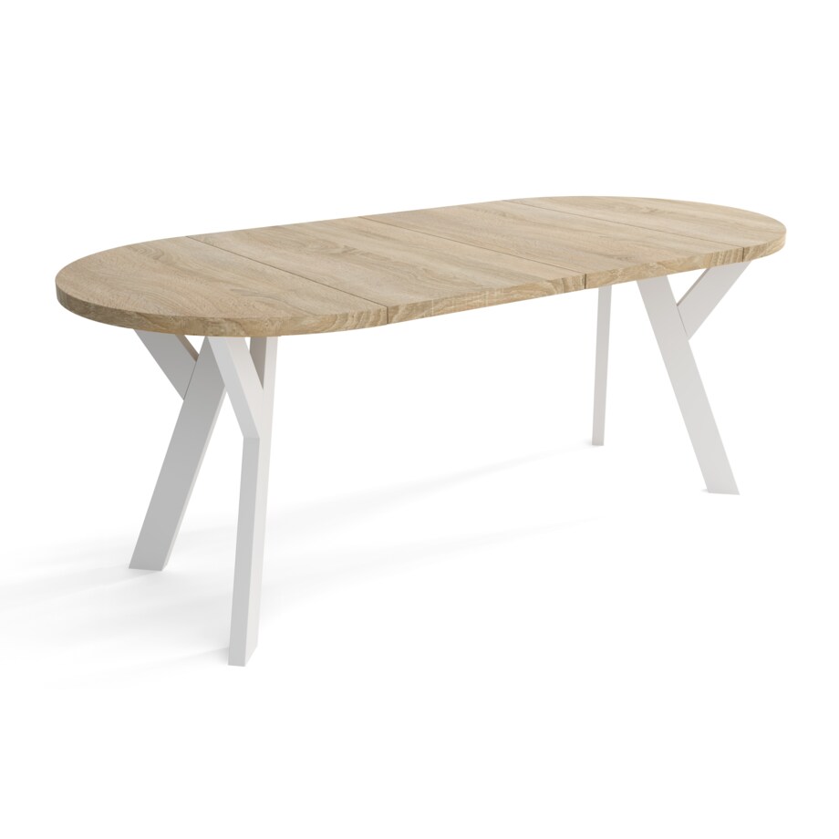 Stół rozkładany okrągły 100/200 - Dąb sonoma + n. białe