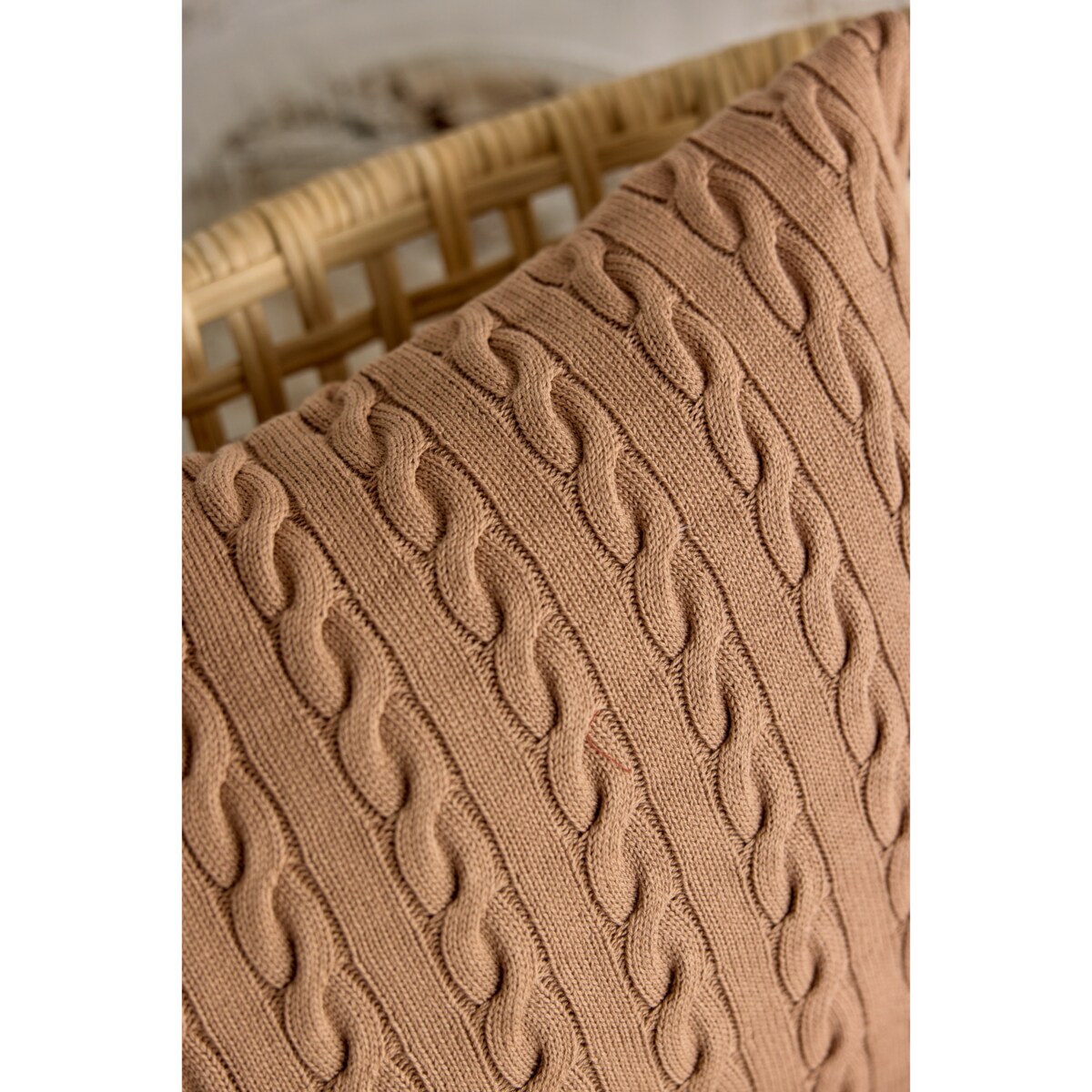 Poszewka warkocz kwadratowa karmelowa, 50 x 50 cm, La Manta