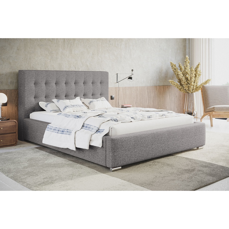Łóżko sypialniane 180x200 BEN 2 z pojemnikiem na pościel- szare