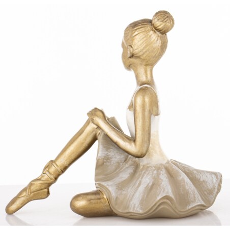 Dekoracja - siedząca złota baletniczka 17x13x18 cm ISABELLE