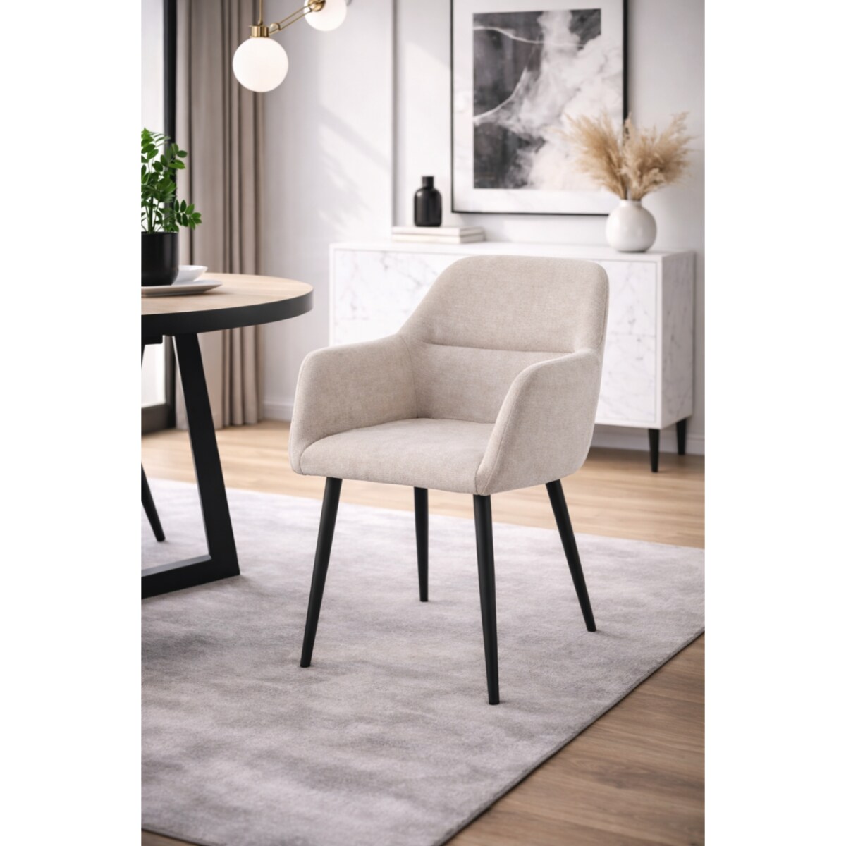 Krzesło tapicerowane VERDO beżowe do salonu jadalni biura