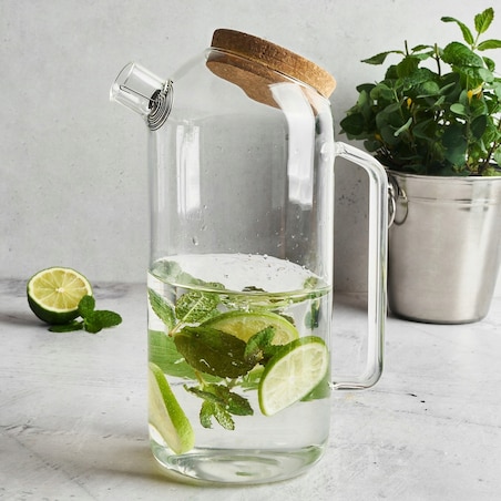 DZBANEK SZKLANY do HERBATY zioła pojemnik na wodę kompot sok 1,7 L prezent