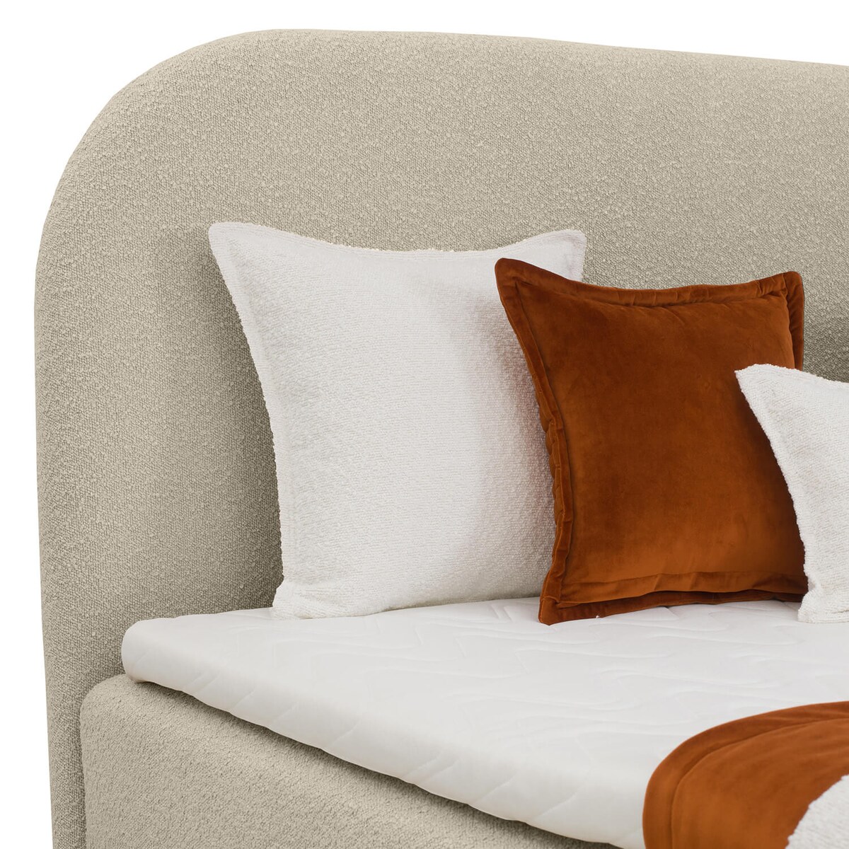 Łóżko kontynentalne CATRINE 140x200 z pojemnikiem, Beż, tkanina Baloo 2075