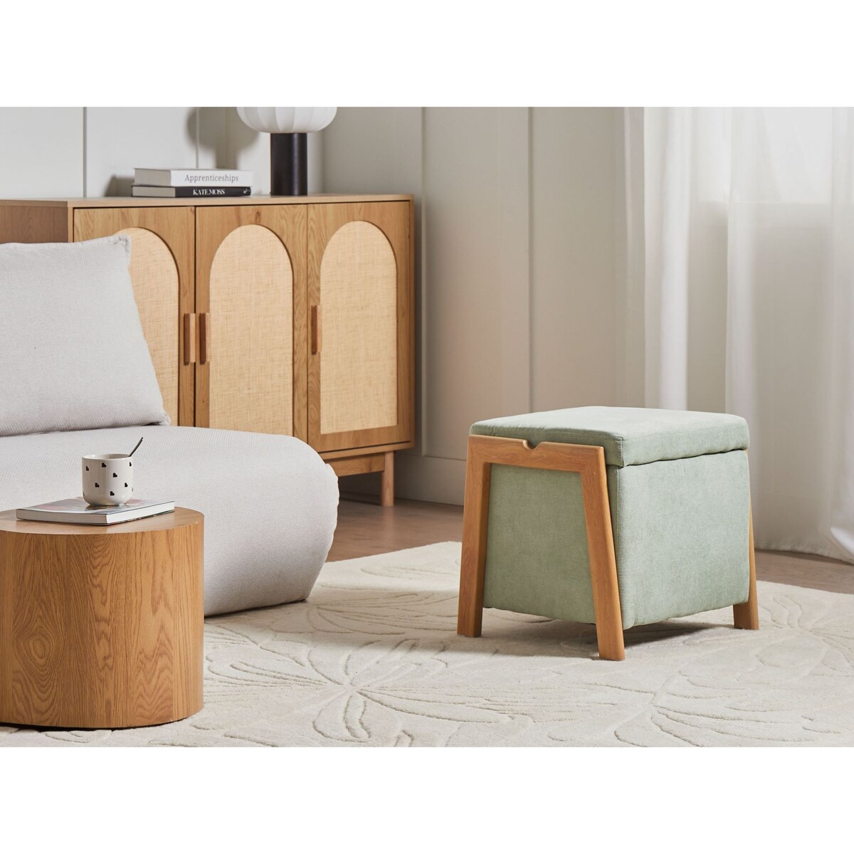 Puf ze schowkiem EDLAND Jasnozielony