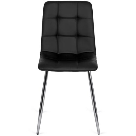 Krzesło Tapicerowane do Jadalni ENZO Czarne Ekoskóra Nowoczesne Loft