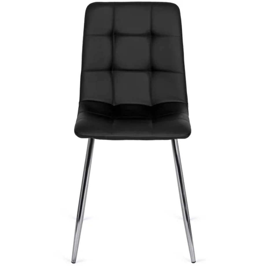 Krzesło Tapicerowane do Jadalni ENZO Czarne Ekoskóra Nowoczesne Loft