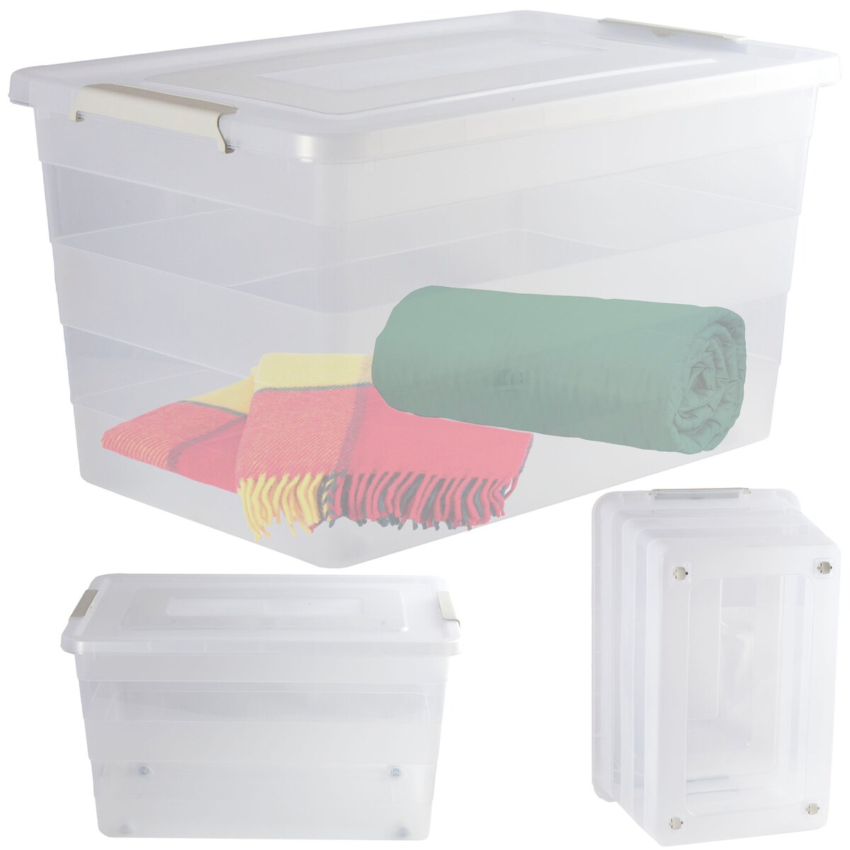 Pojemnik Plastikowy Pudełko Plastikowe Z Pokrywką Na Kółkach Pudło Box 55L