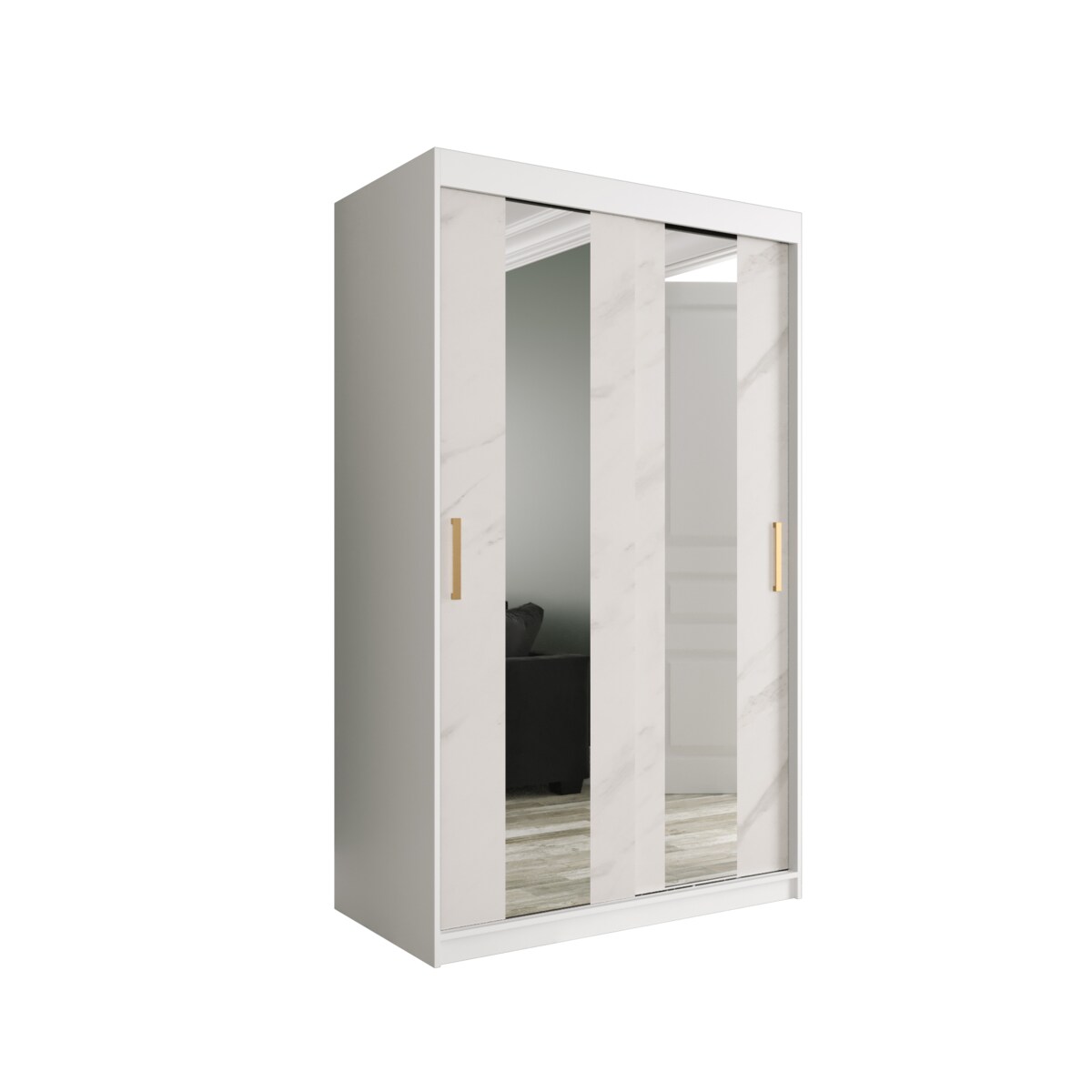 Szafa przesuwna Garderoba MARMUR POLE 120 gł. 62 biały