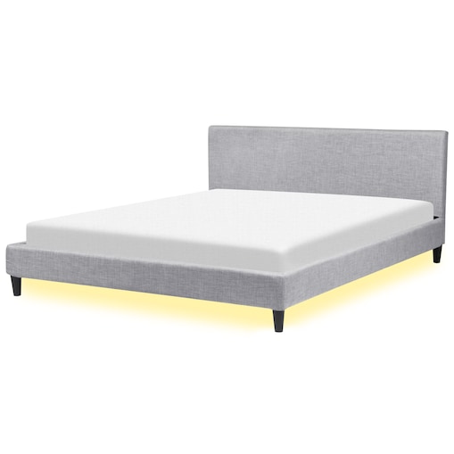 Łóżko LED FITOU 180 x 200 cm Jasnoszary