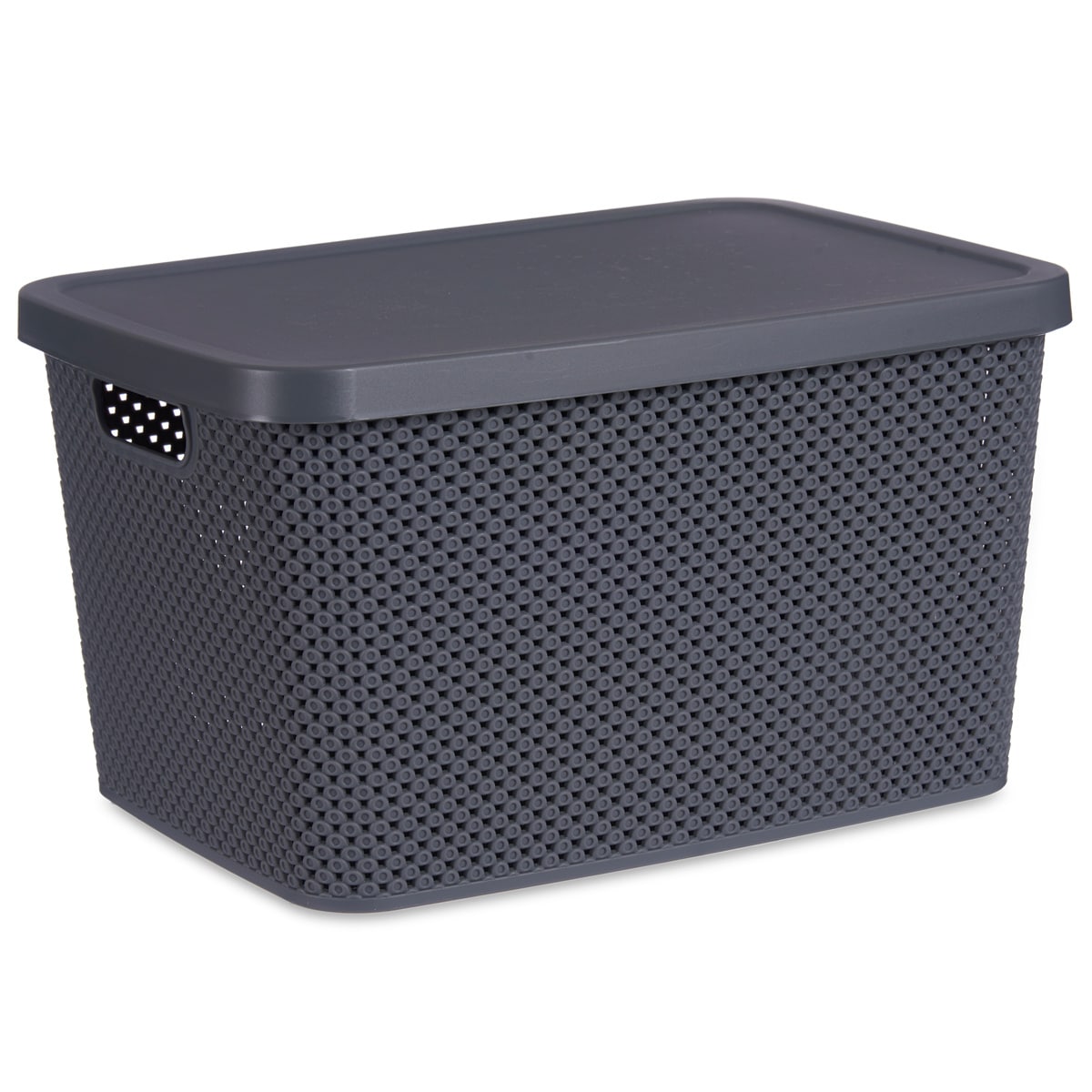 Kosz plastikowy z pokrywką, organizer, 19 l, kolor antracytowy