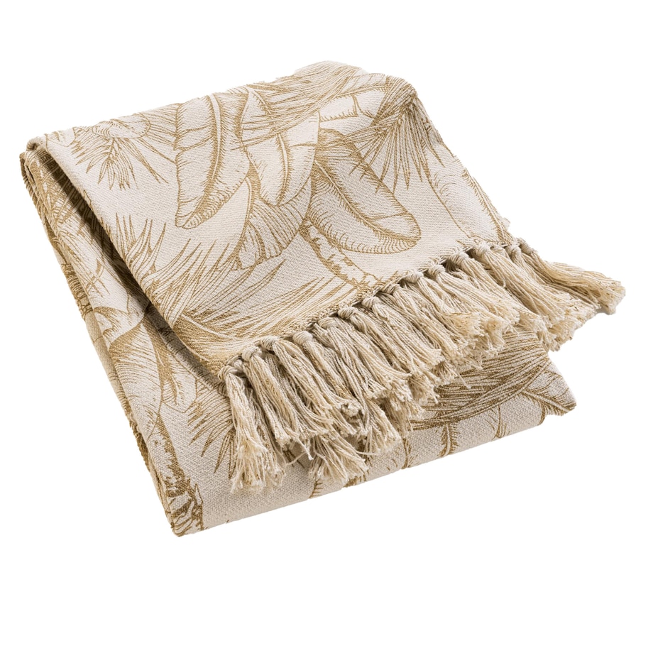 Narzuta na sofę, z motywem liści, DUNE, 125 x 150 cm