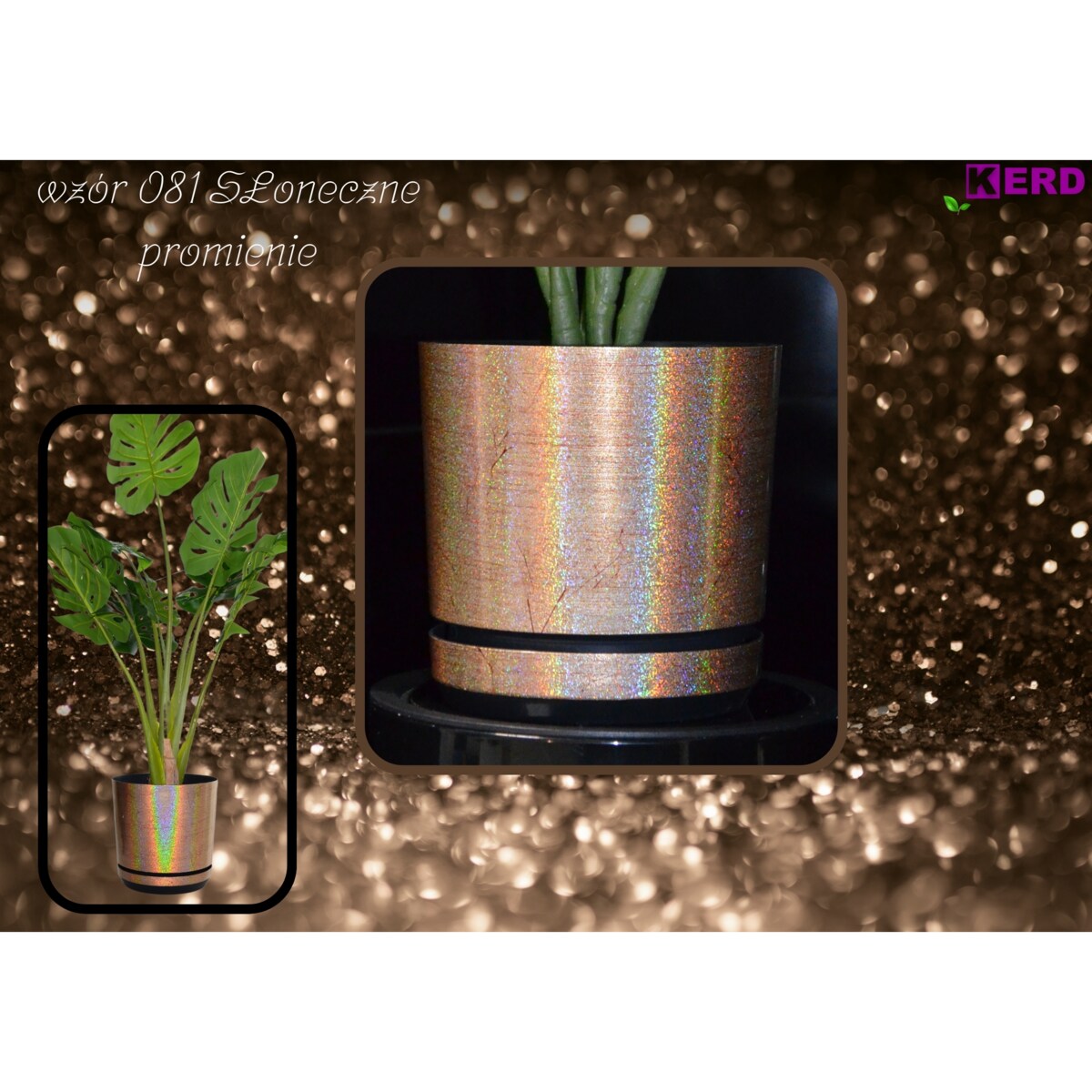 12 cm wzór SŁONECZNE PROMIENIE niezwykły tęczowy efekt holograficzne drobinki mieniąca brokatowa