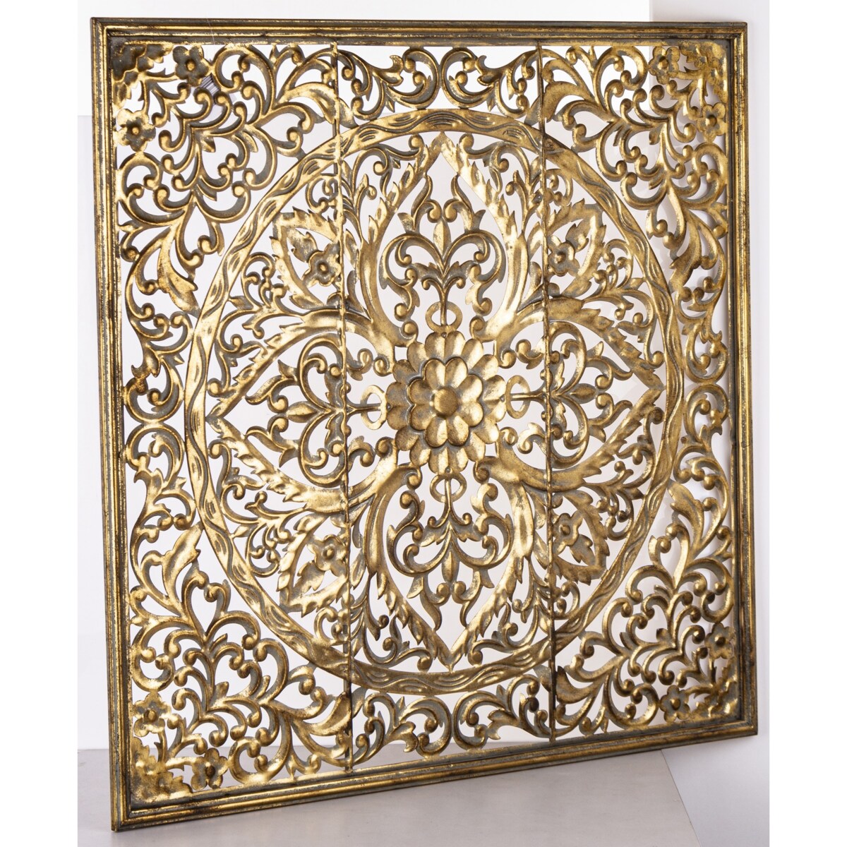 Dekoracja ścienna metalowa 80x80x2 cm ROZETA złota