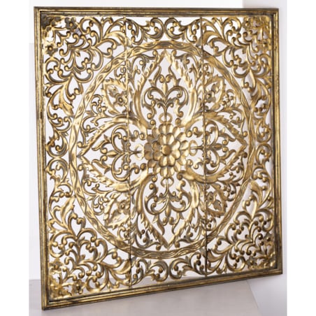 Dekoracja ścienna metalowa 80x80x2 cm ROZETA złota