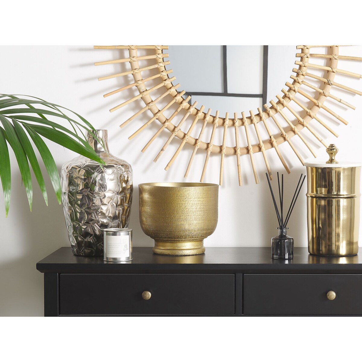 Wazon na kwiaty metalowy 33 cm srebrny INSHAS