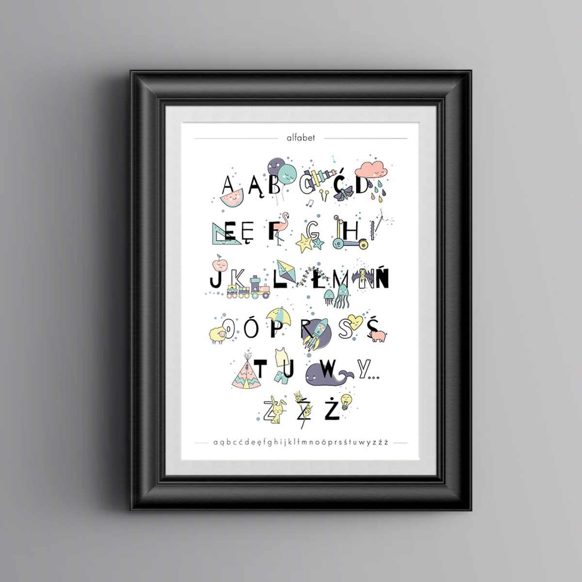 Plakat dla dzieci Alfabet pastelowy 50x70