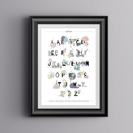 Plakat dla dzieci Alfabet pastelowy 50x70