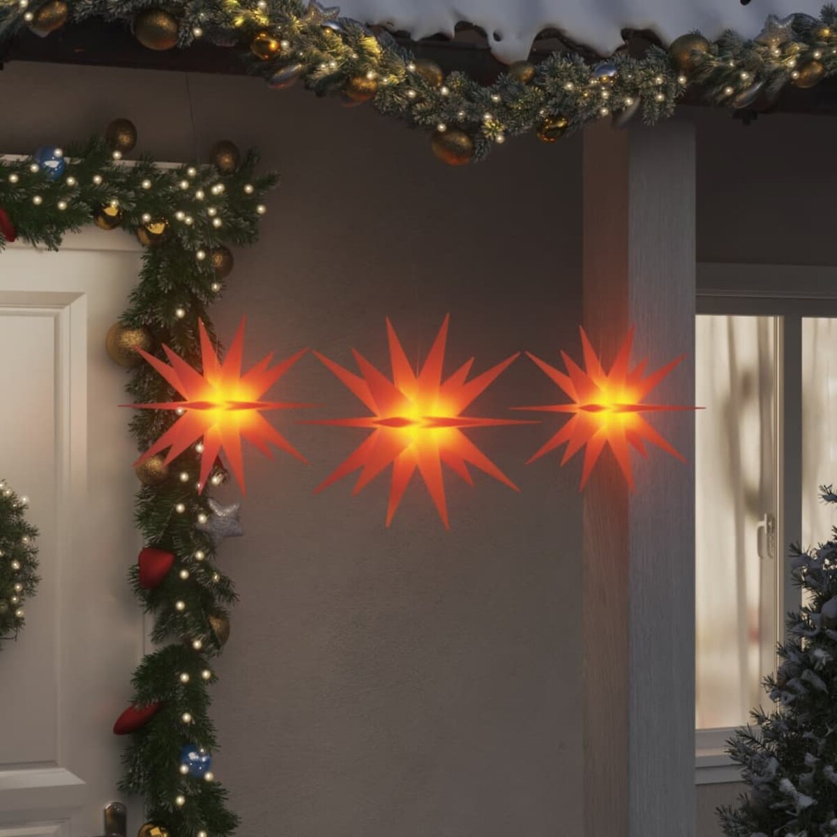 vidaXL Ozdoby świetlne z LED, 3 szt., składane, czerwone