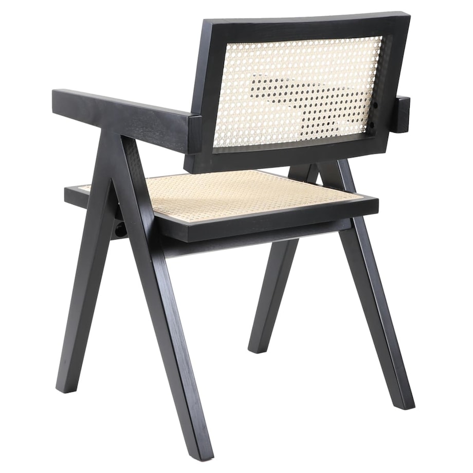 Rattanowe krzesło BOHO MH-011CH-BN Step podłokietniki drewno czarne beżowe, Step Into Design