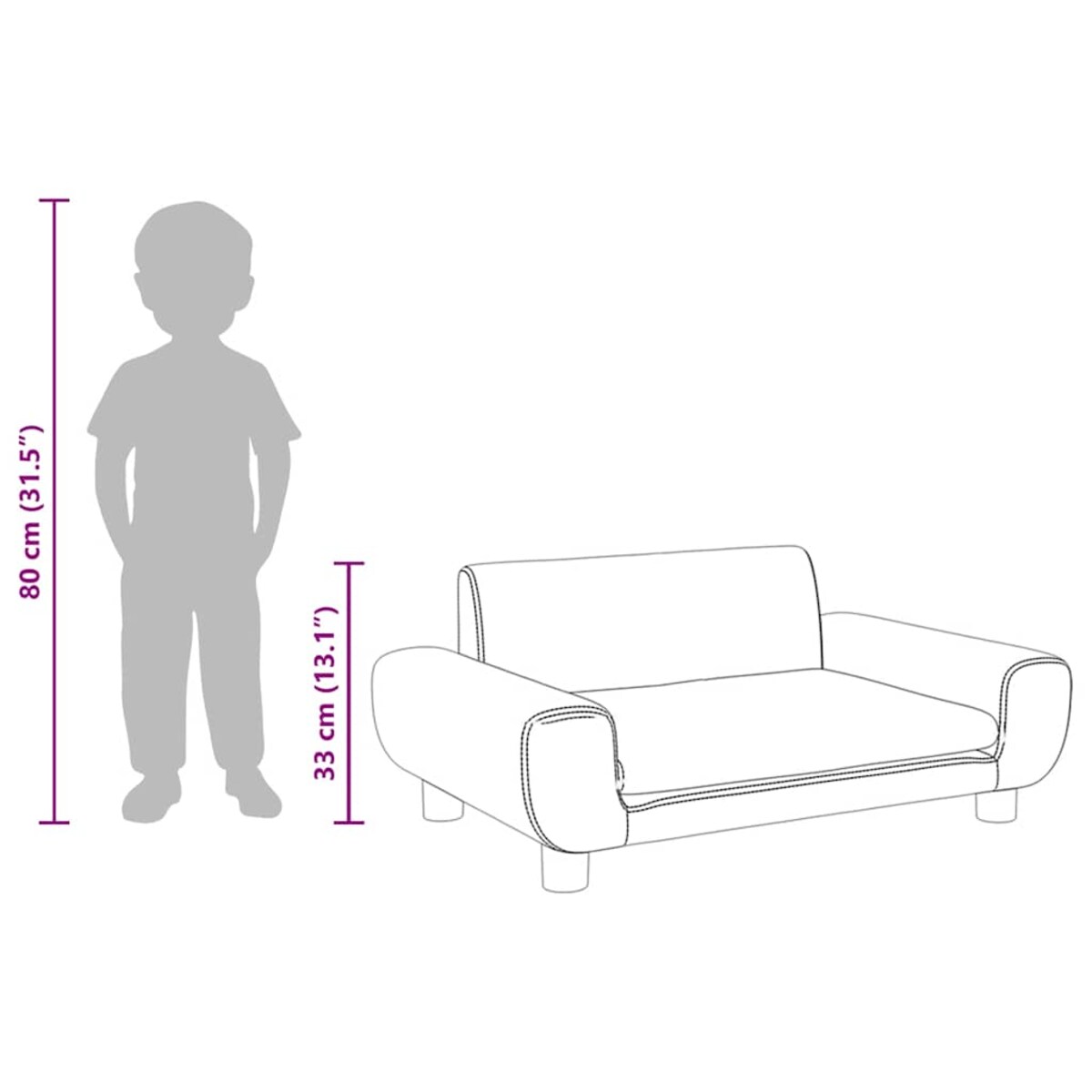 vidaXL Sofa dla dzieci, różowa, 70x45x33 cm, aksamit