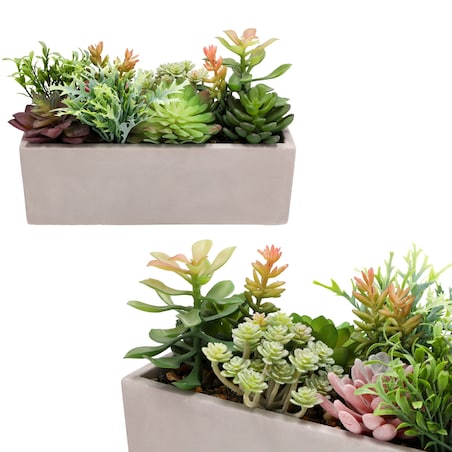 Sukulenty SZTUCZNE kwiaty w doniczce JAK ŻYWE dekoracyjne ROŚLINY 17 cm
