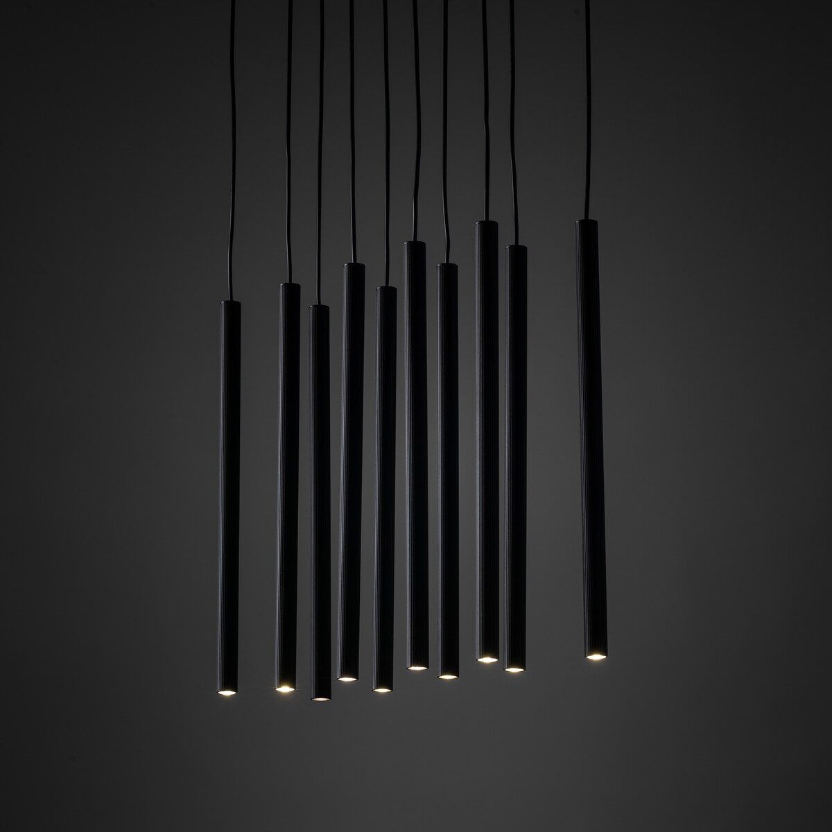 Lampa Wisząca Tk Lighting Ferro Na Listwie Czarna Ryflowana Metalowa Tuba Sopel Rurka 10X G9