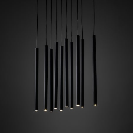 Lampa Wisząca Tk Lighting Ferro Na Listwie Czarna Ryflowana Metalowa Tuba Sopel Rurka 10X G9