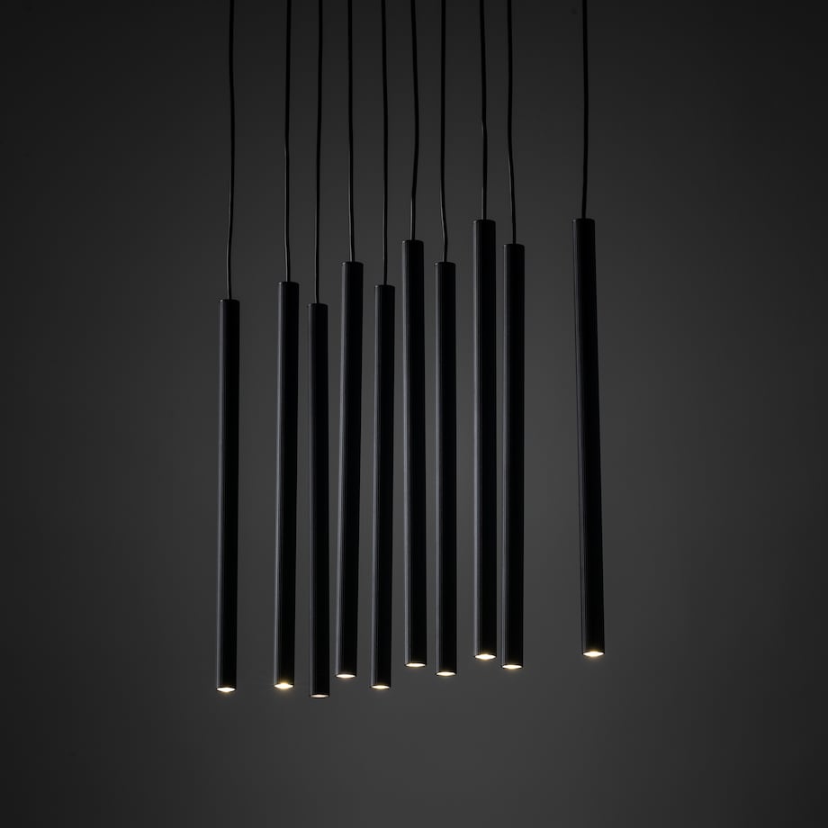 Lampa Wisząca Tk Lighting Ferro Na Listwie Czarna Ryflowana Metalowa Tuba Sopel Rurka 10X G9