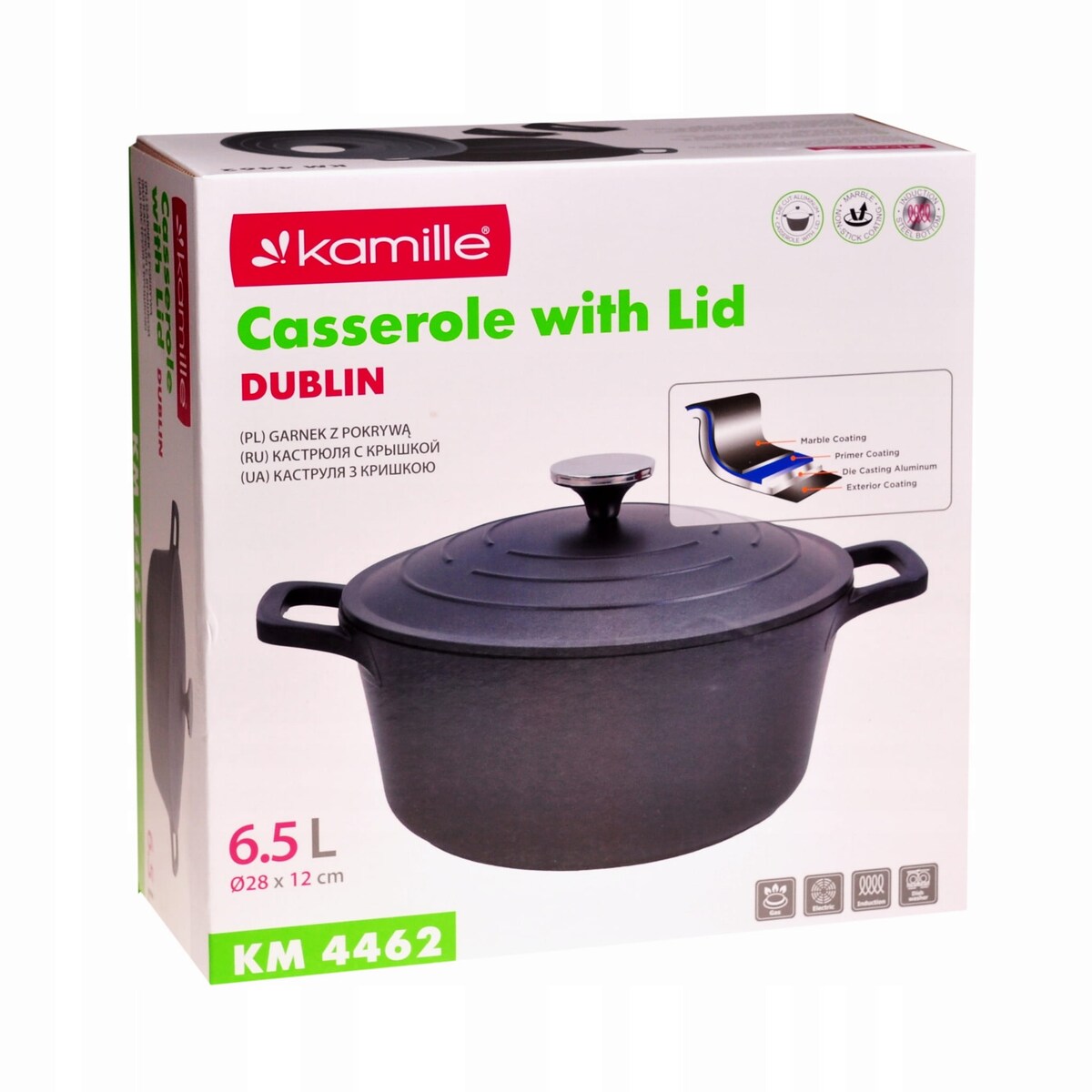 Garnek brytfanna kociołek z powłoką marmurową 6.5L KAMILLE