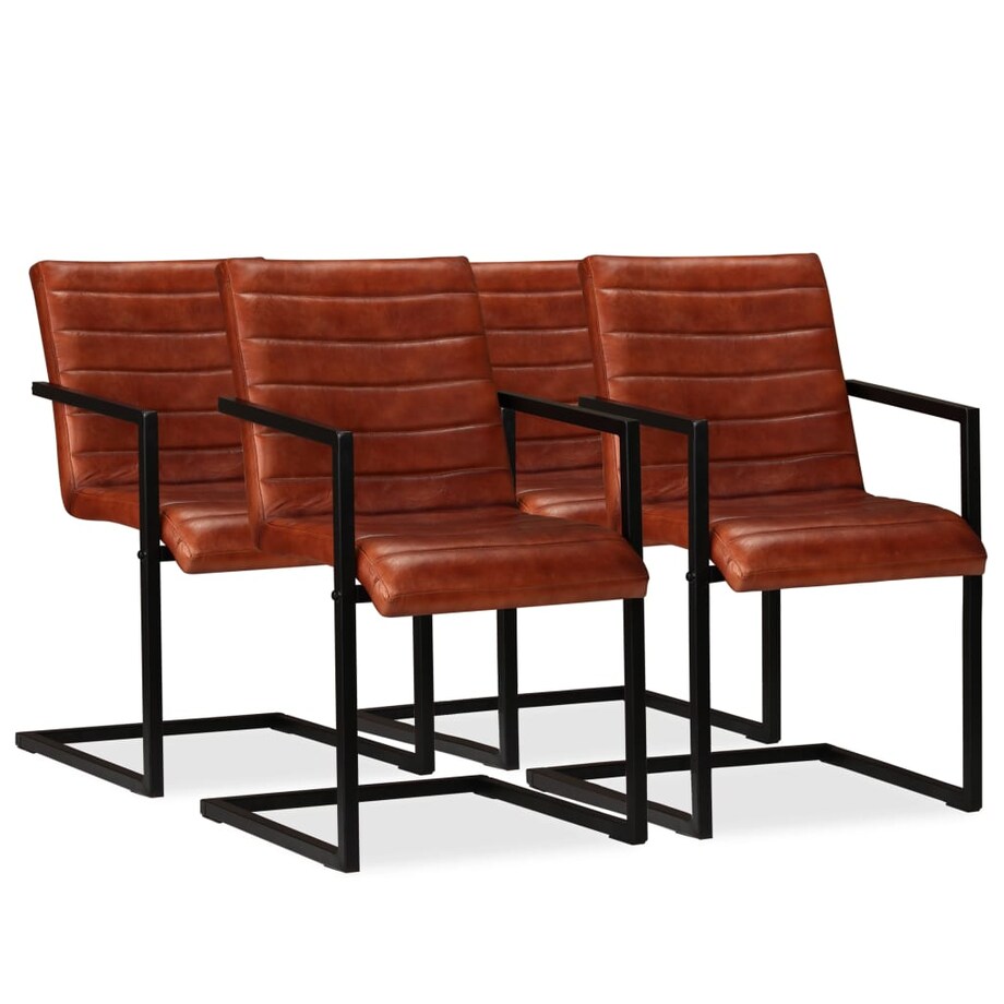 vidaXL Krzesła stołowe, 4 szt., brązowe, skóra naturalna