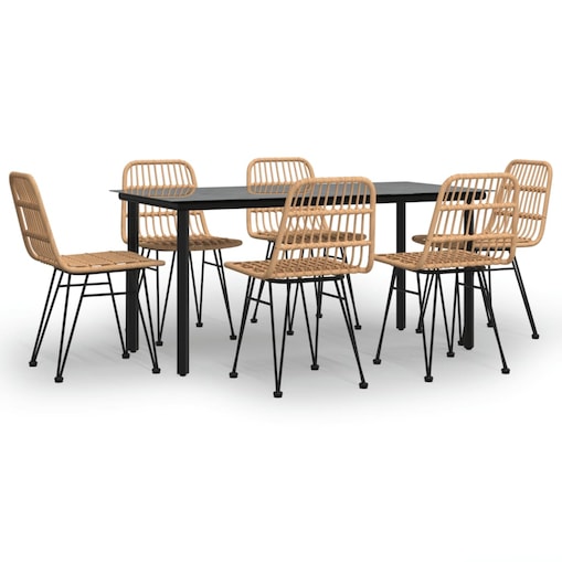 vidaXL 7-częściowy zestaw mebli ogrodowych, polirattan