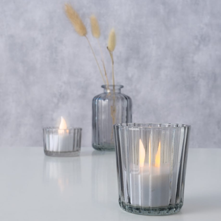 Zestaw szklanych dekoracji TOLKA, świeczniki i wazon,10 cm