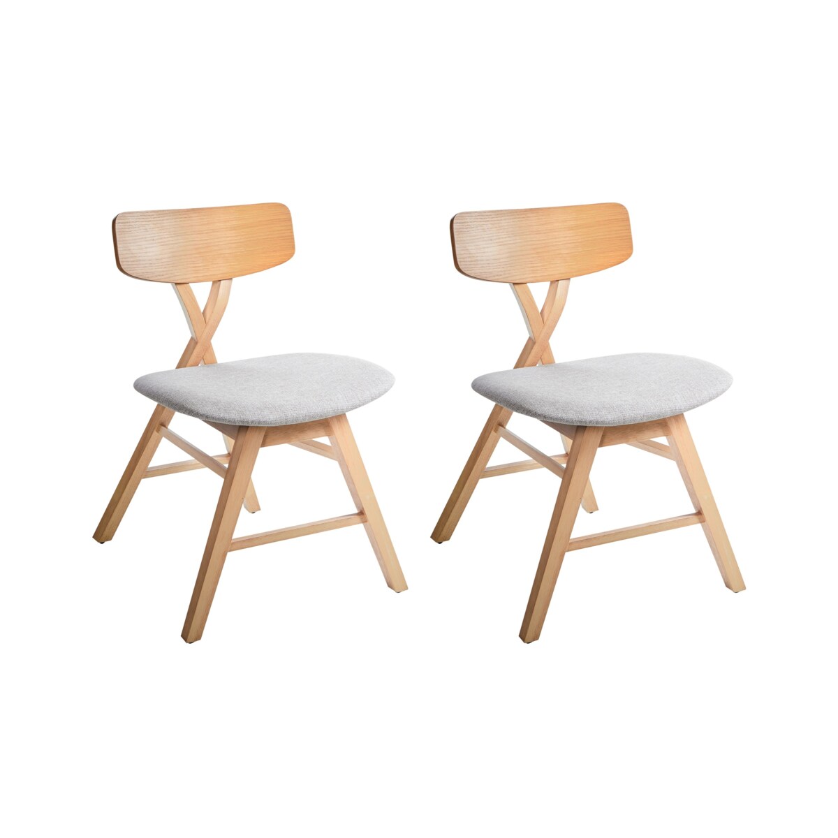 Zestaw 2 krzeseł do jadalni LELAND Drewno Jasny brąz/ szary