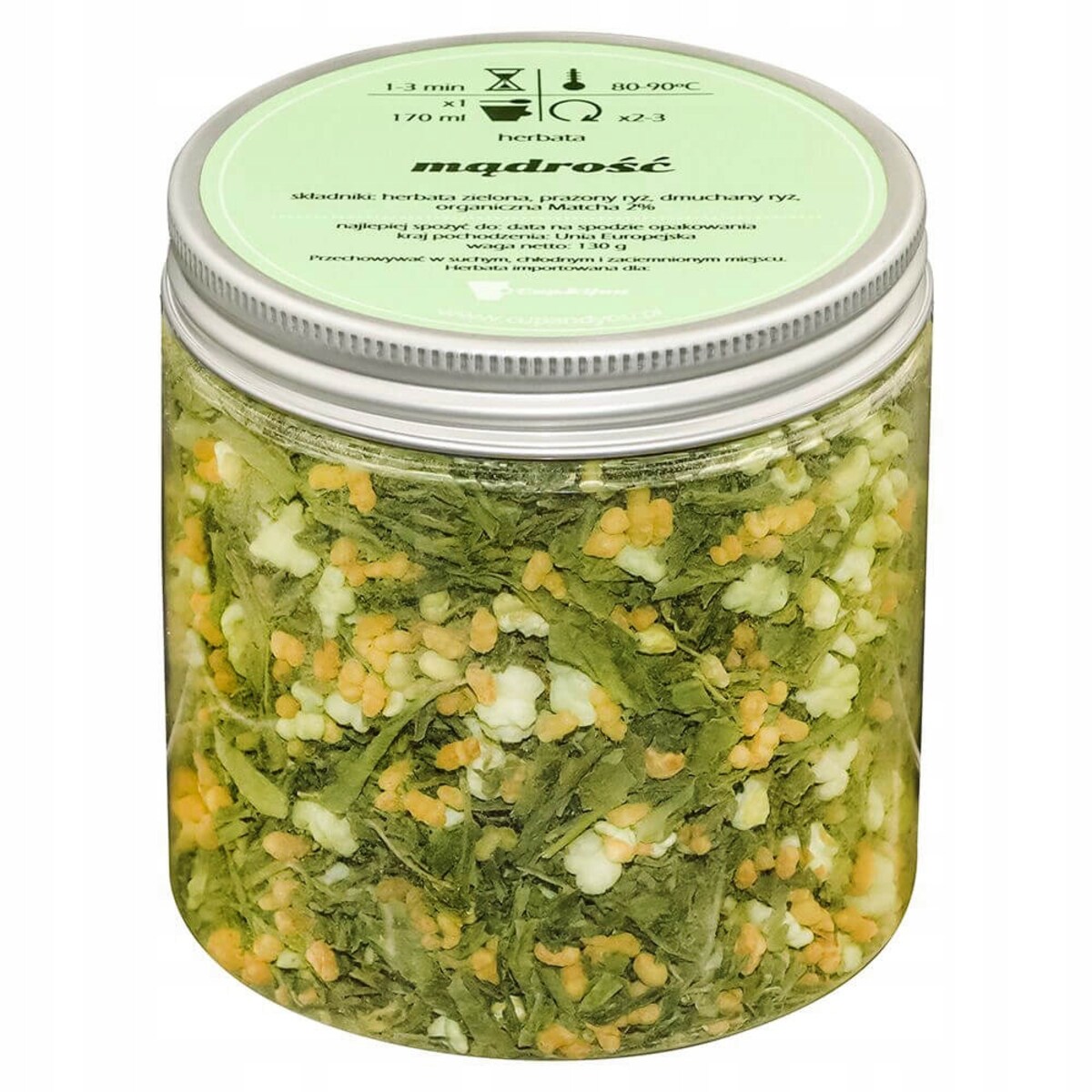 Herbata zielona MĄDROŚĆ o smaku organicznej matchy i japońskiej genmaichy - herbata liściasta sypana mieszanka napar susz - gotowa na prezent upominek