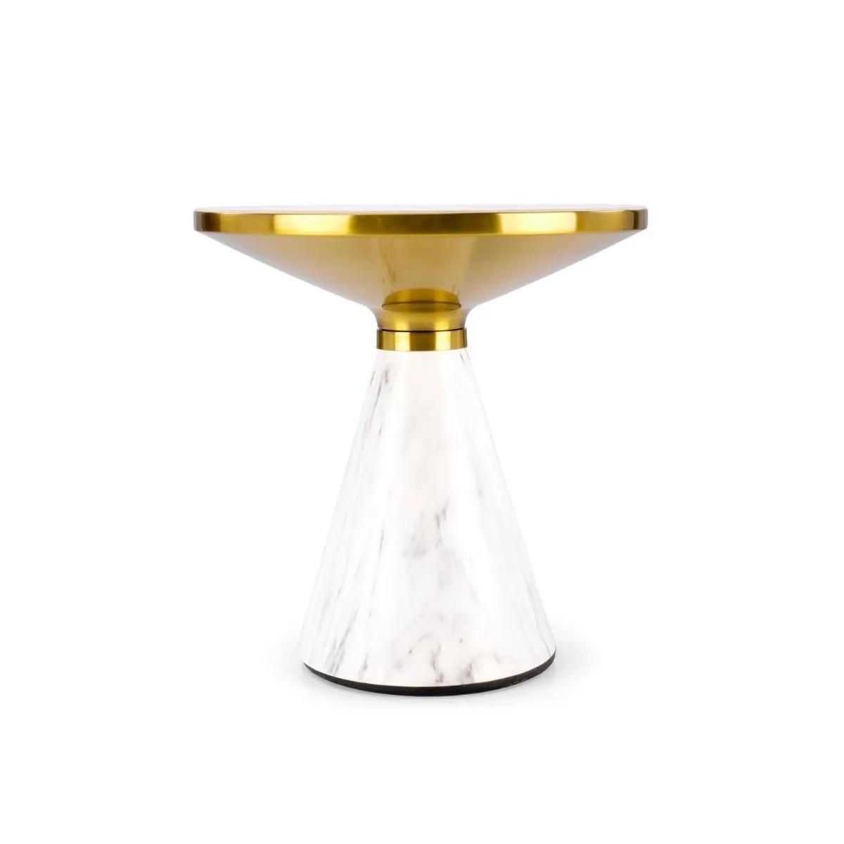 Stolik kawowy TALBI 50x50 biały marmur/złoty