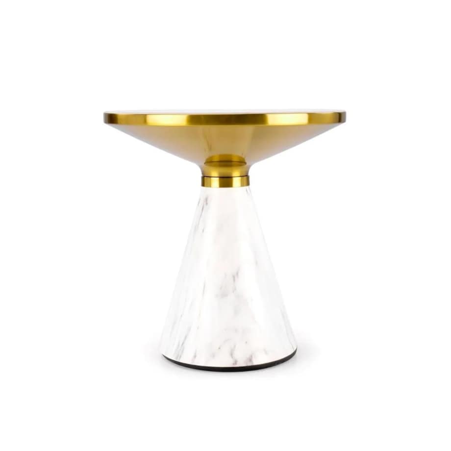 Stolik kawowy TALBI 50x50 biały marmur/złoty