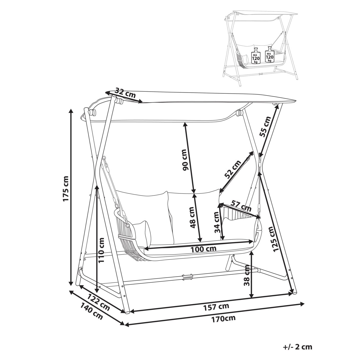 Huśtawka ogrodowa FIASTRA Metal Ciemnoszary