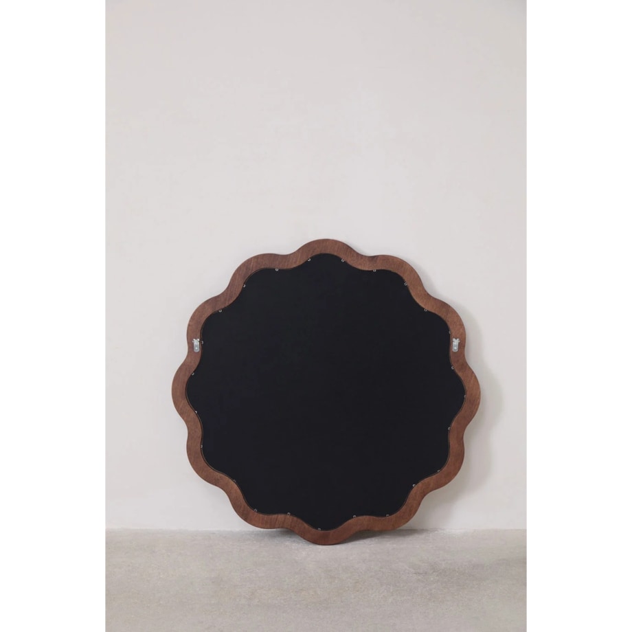 Lustro ścienne faliste z drewna dębowego Ø80 cm Luesia