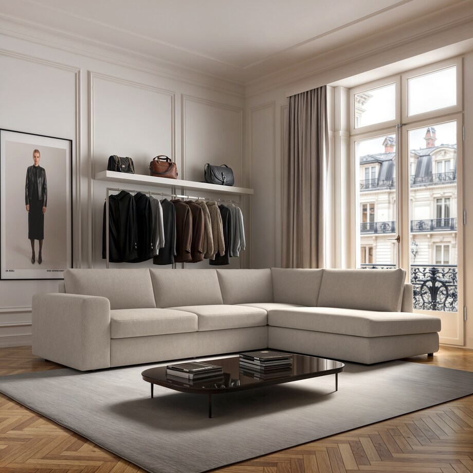 Sofa narożna prawa Baga jasno beżowa