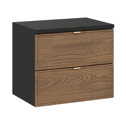 Szafka pod umywalkę nablatową TALIA CASELLA 2S 60cm dąb casella/czarny mat z blatem