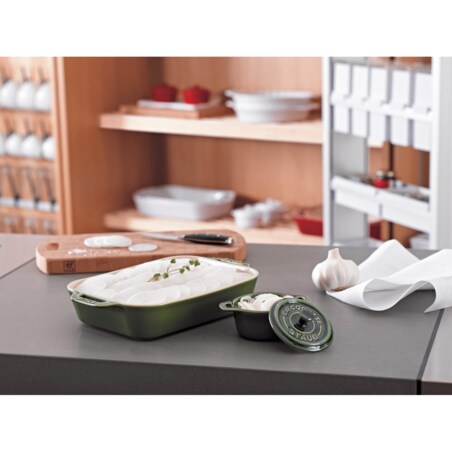Prostokątny półmisek ceramiczny Staub - 400 ml, Zielony