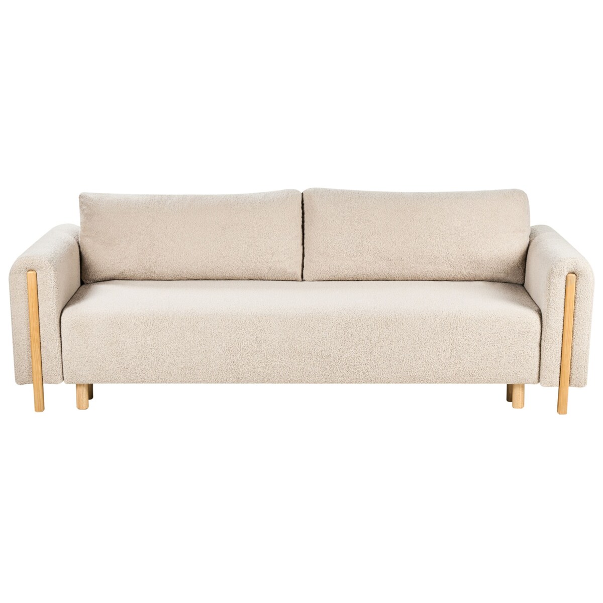 Sofa rozkładana dla 3 osób KVAM Boucle Beżowy ze schowkiem
