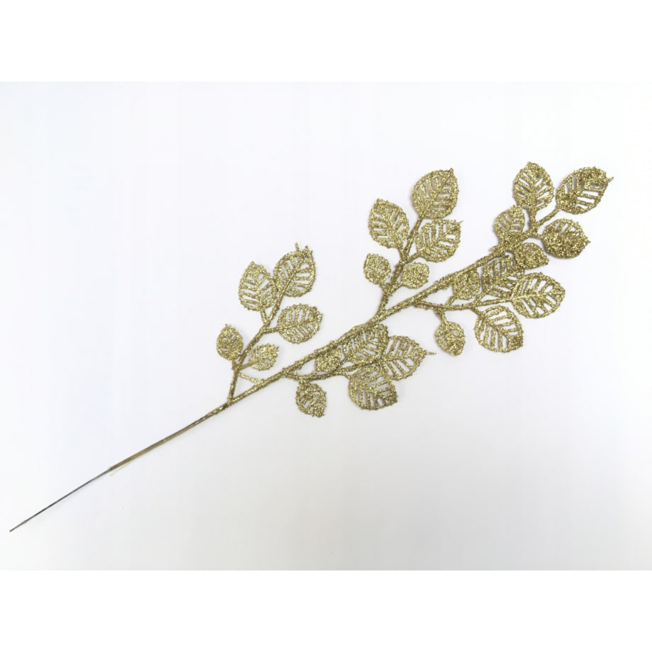 BROKATOWA GAŁĄZKA KWIAT ZŁOTY do dekoracji bukietu kompozycji święta stroik