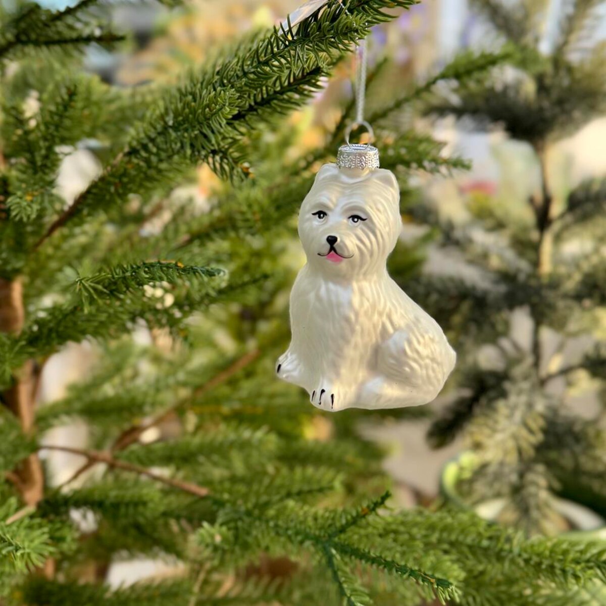 VILLA ITALIA Bombka szklana PIES biały 8,5 cm