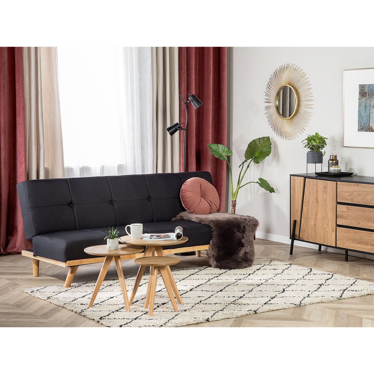 Sofa rozkładana czarna FROYA