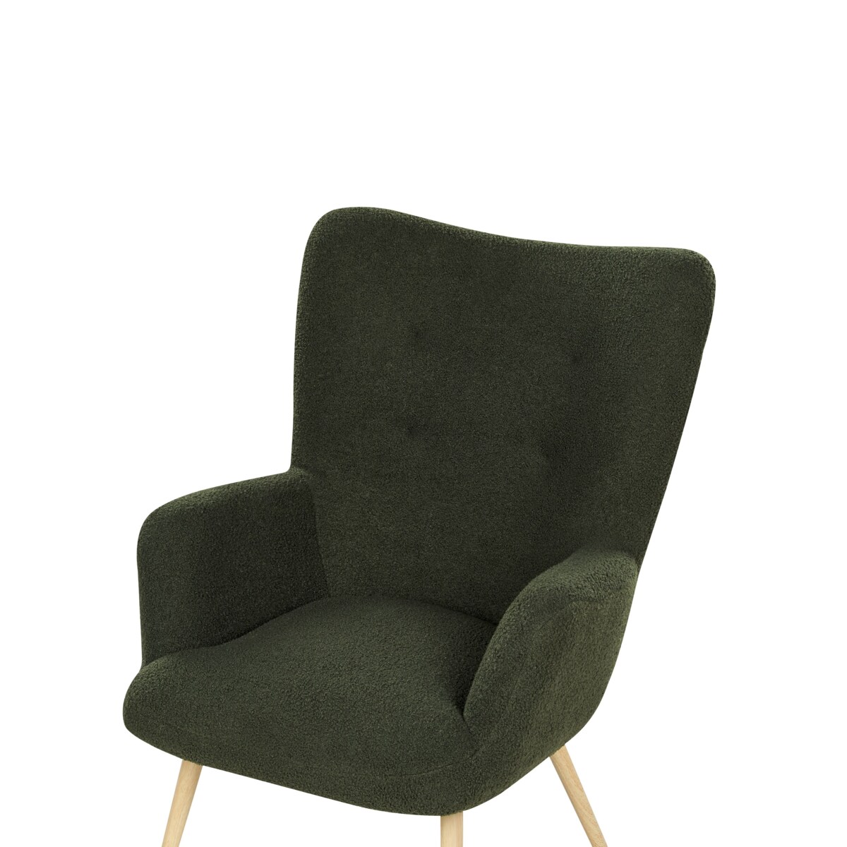 Fotel z podnóżkiem boucle ciemnozielony VEJLE