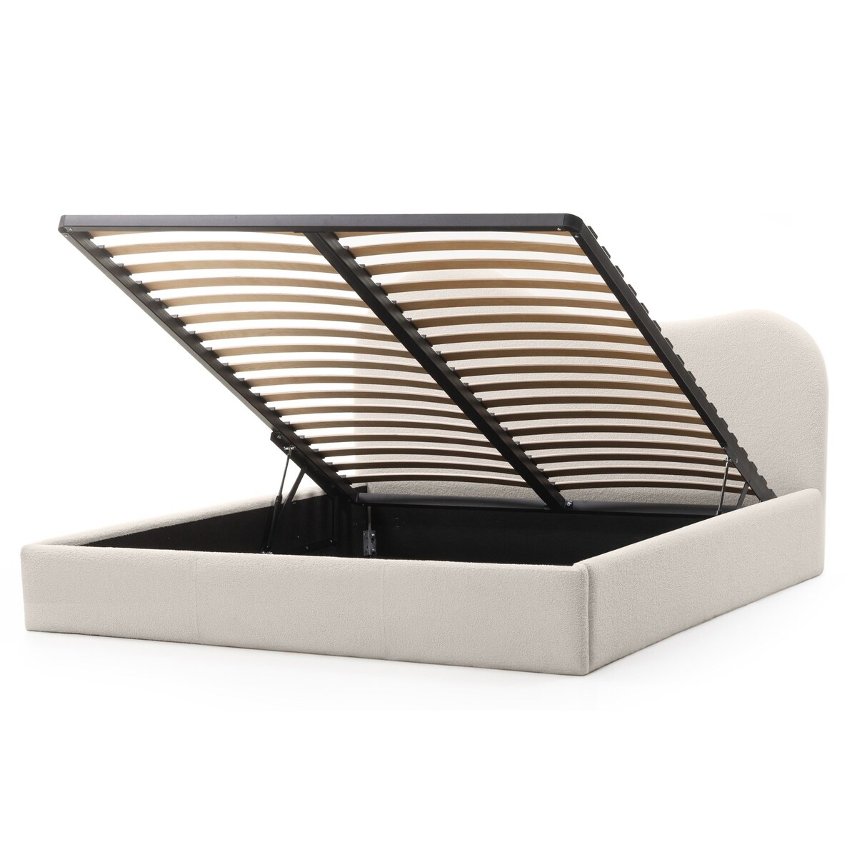 Łóżko tapicerowane 160x200 cm jasnobeżowe bouclé Vibo