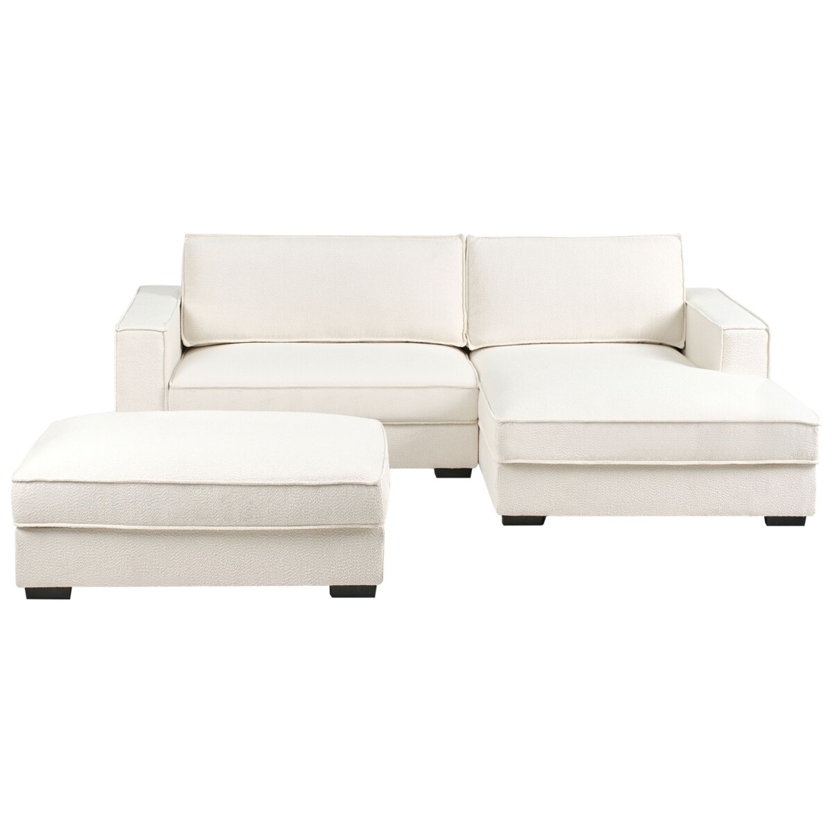 Narożnik RENDERS Boucle Złamana biel z otomaną dla 3 osób Lewostronny